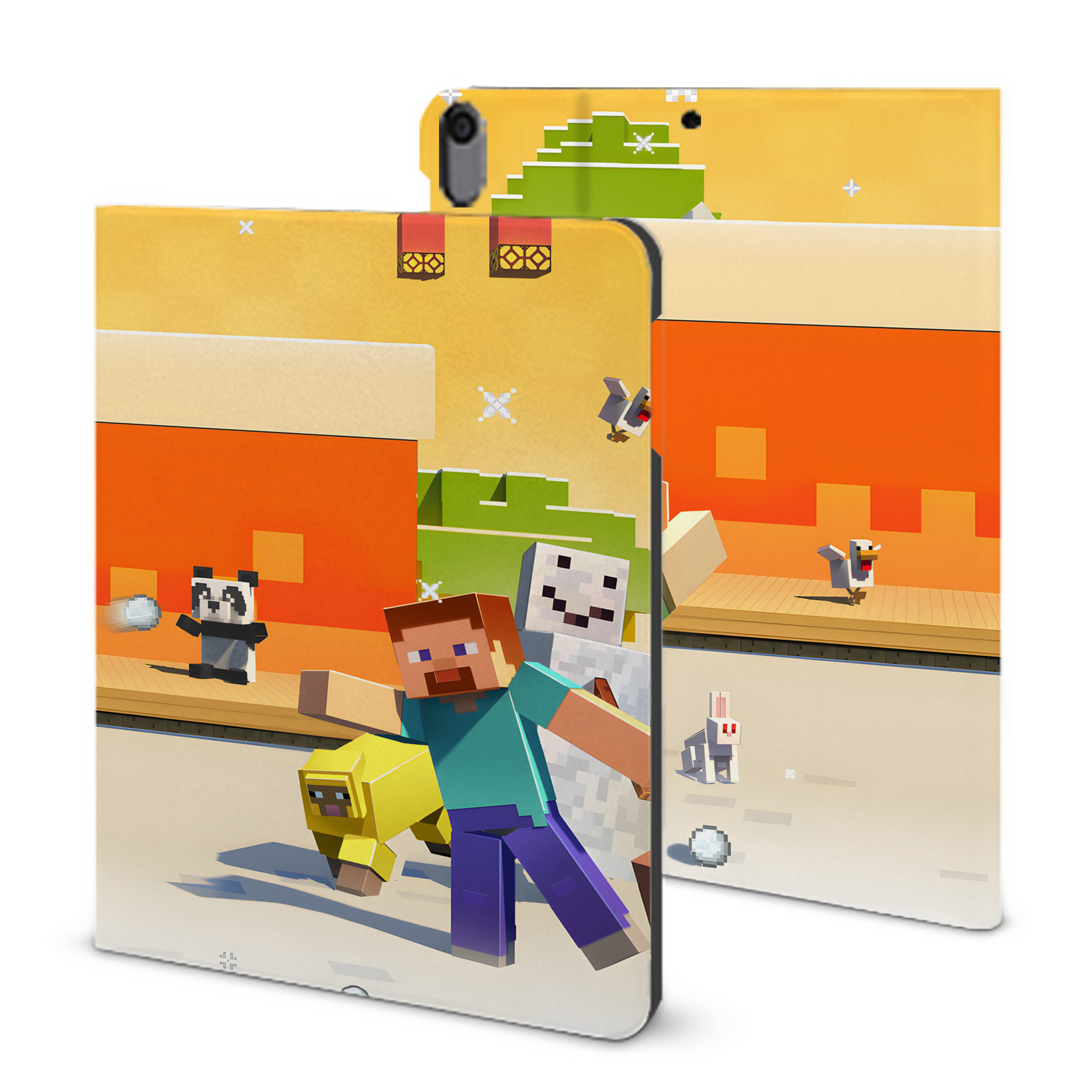 （画像用） マインクラフト ブロックの世界 Minecraft MC Block world IPad ケース ブック型 PUレザー TPU 耐衝撃 軽量 薄型 ペン収納なし 全面保護 IPad 各モデル対応